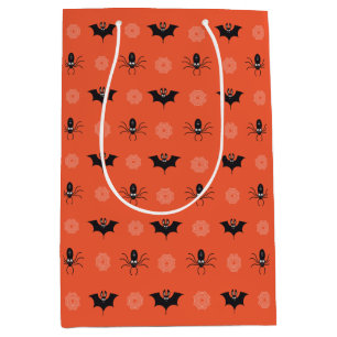 Halloween spider, bat & cobweb pattern medium gift bag