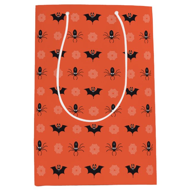 Halloween spider, bat & cobweb pattern medium gift bag (Front)