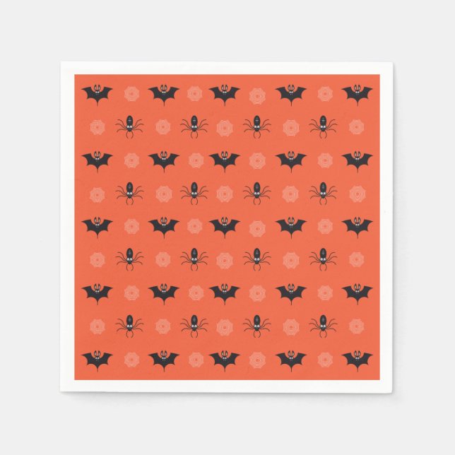 Halloween spider, bat & cobweb pattern napkin (Front)