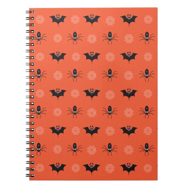 Halloween spider, bat & cobweb pattern notebook (Front)