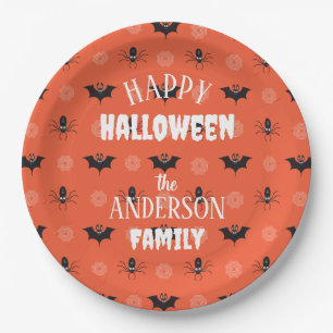 Halloween spider, bat & cobweb pattern paper plate