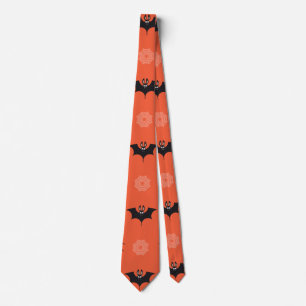 Halloween spider, bat & cobweb pattern tie