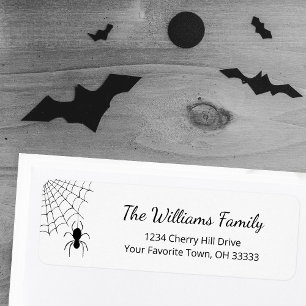 Halloween Spider Black White Return Address  Label