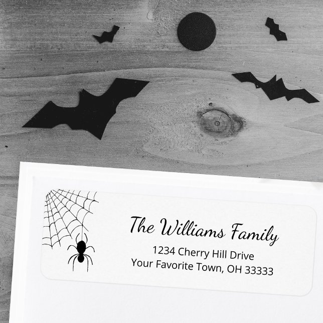 Halloween Spider Black White Return Address  Label (Creator Uploaded)