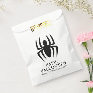 Halloween spider black white spooky custom treat favour bag