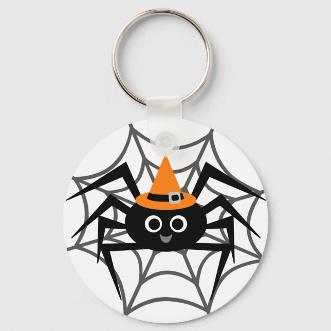 Halloween Spider in Web Tshirts and Gifts Key Ring (Front)