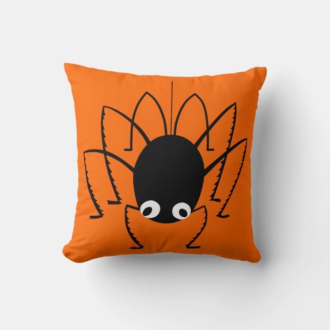 Halloween Spider Orange Throw Pillow (Front)