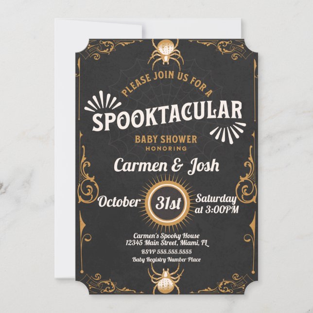 Halloween Spider Ornament Baby Shower Invitation (Front)