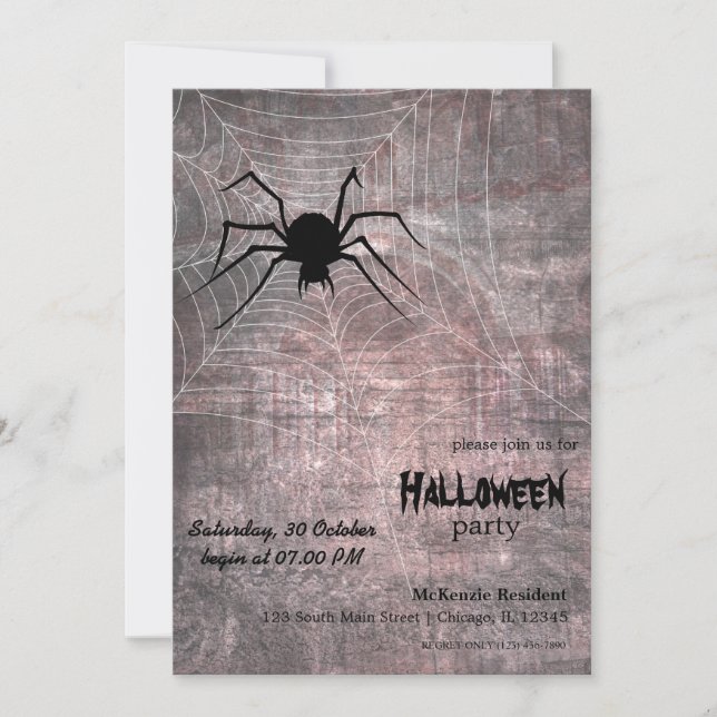 Halloween Spider Party Invitation (Front)