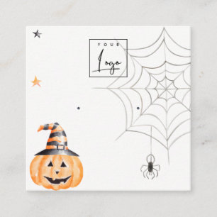 Halloween Spider Pumpkin Logo Stud Earring Display Square Business Card