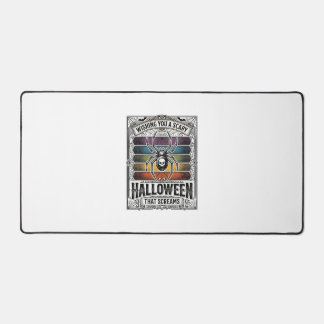 Halloween Spider Scary Retro Engraving Rainbow Web Desk Mat