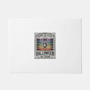 Halloween Spider Scary Retro Engraving Rainbow Web Doormat