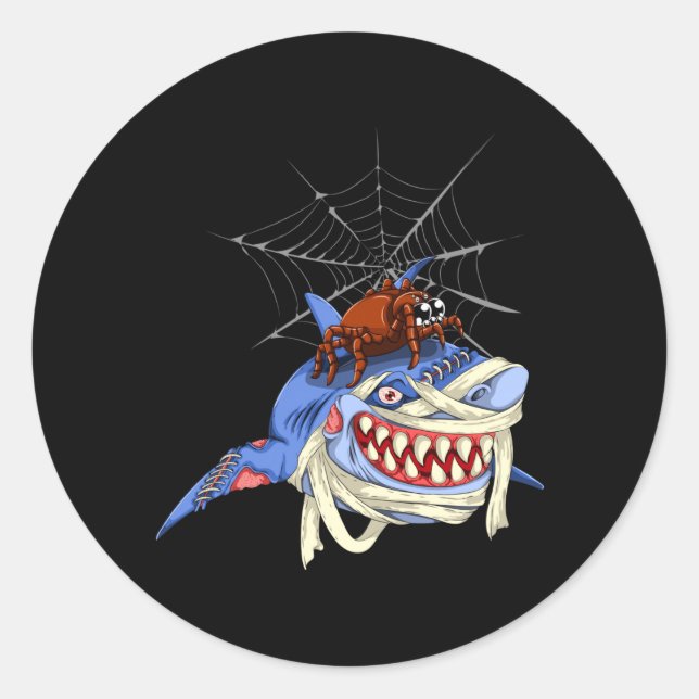 Halloween Spider Shark Performance Classic Round Sticker (Front)