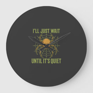 Halloween Spider Skull Quiet Large Clock