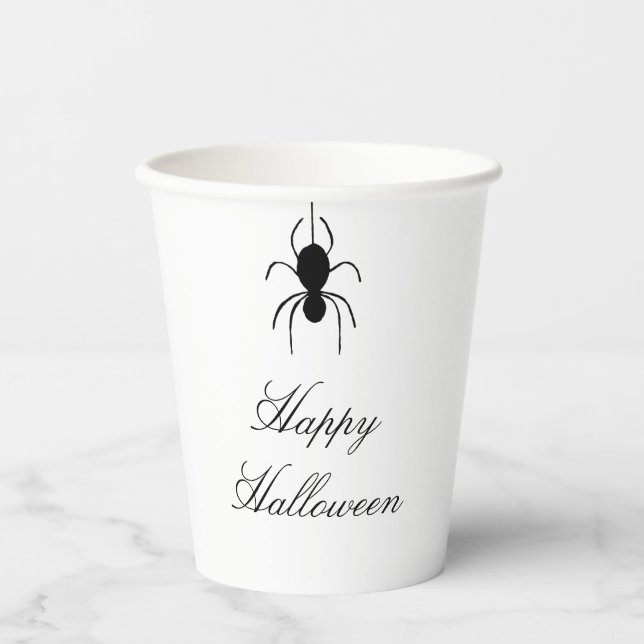Halloween Spider Spooky Black White  Paper Cups (Front)