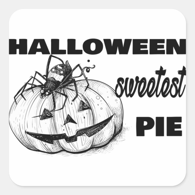 Halloween Spider Thinking Of Pumpkin Pie Square Sticker (Front)