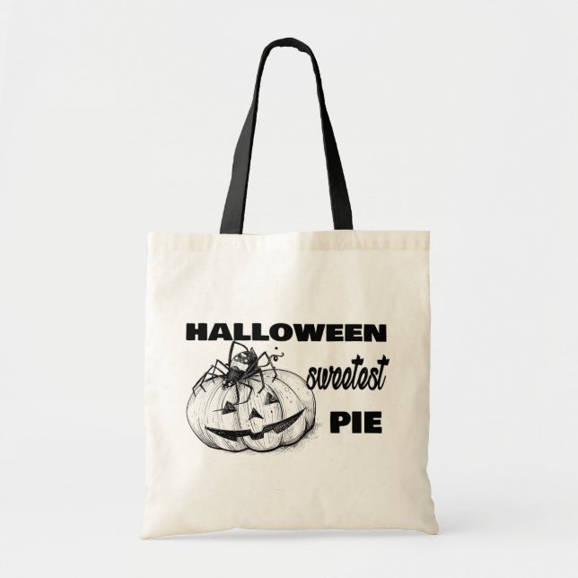 Halloween Spider Thinking Of Pumpkin Pie Tote Bag (Front)
