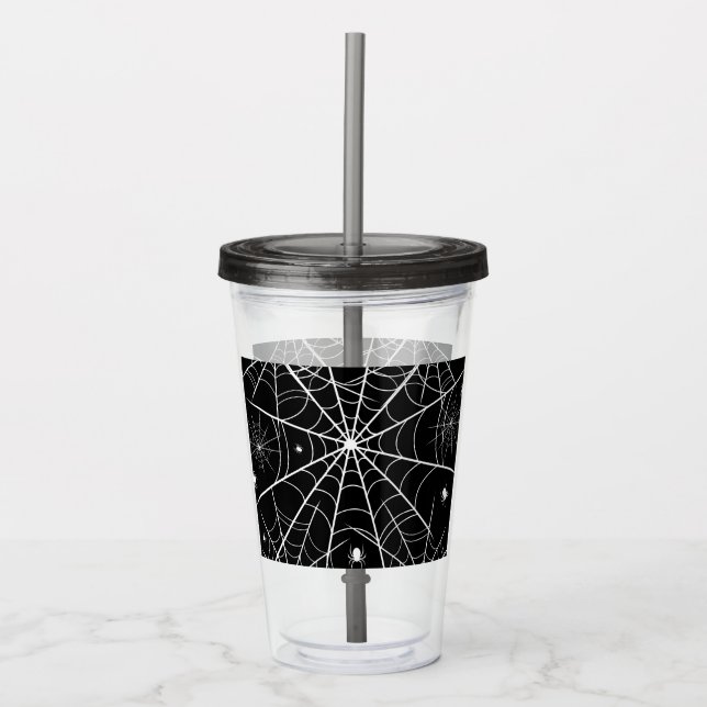 Halloween Spider Web Acrylic Tumbler (Front)