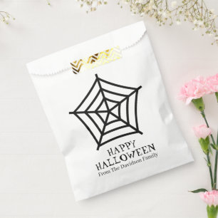 Halloween spider web black white custom treat favour bag