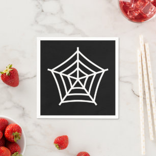 Halloween spider web black white spooky napkin