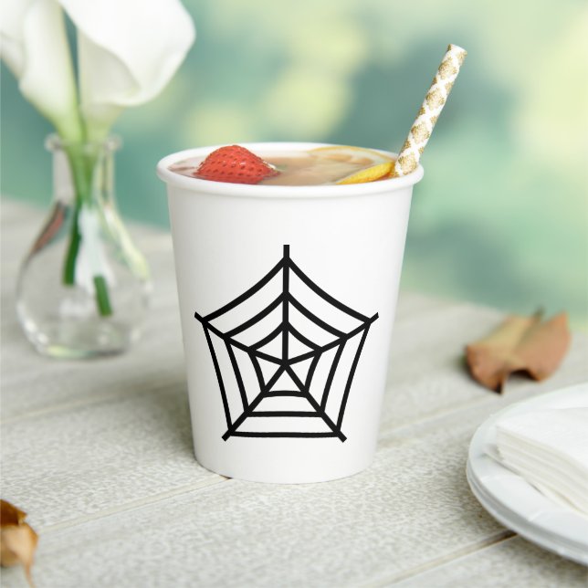 Halloween spider web black & white spooky  paper cups (Insitu)