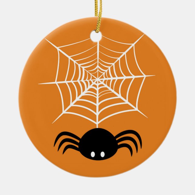 Halloween Spider Web  Ceramic Ornament (Front)