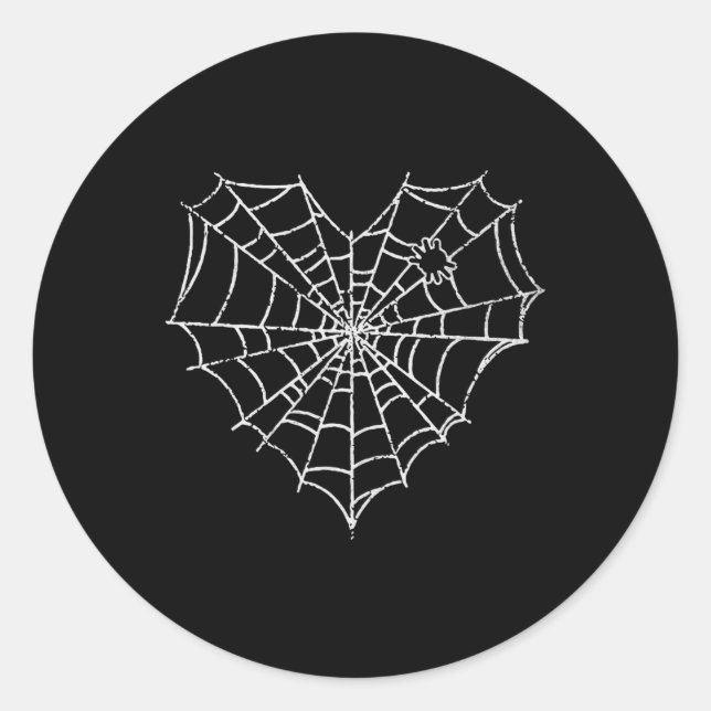 Halloween Spider Web Costume Cute Heart Spider Web Classic Round Sticker (Front)
