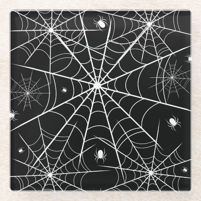 Halloween Spider Web Glass Coaster (Front)