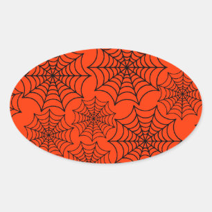 Halloween Spider Web Oval Sticker