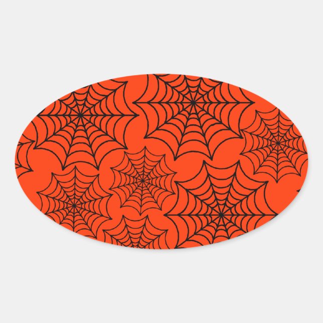 Halloween Spider Web Oval Sticker (Front)