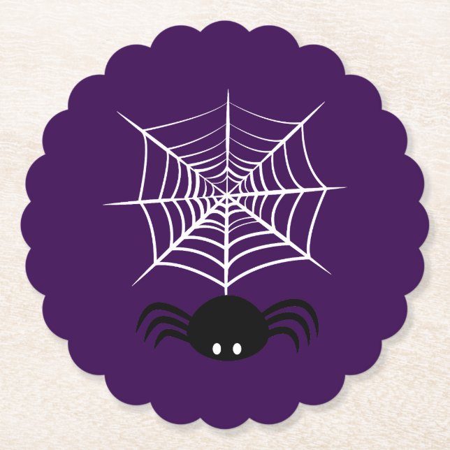 Halloween Spider Web  Paper Coaster (Front)