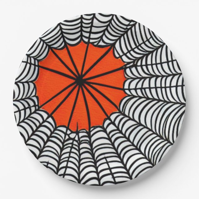 Halloween Spider Web Paper Plate (Front)