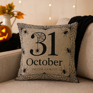 Halloween Spider Web Personalized October 31 Cushion