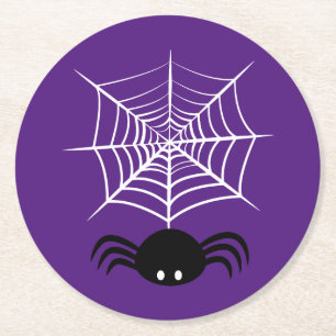Halloween Spider Web Round Paper Coaster