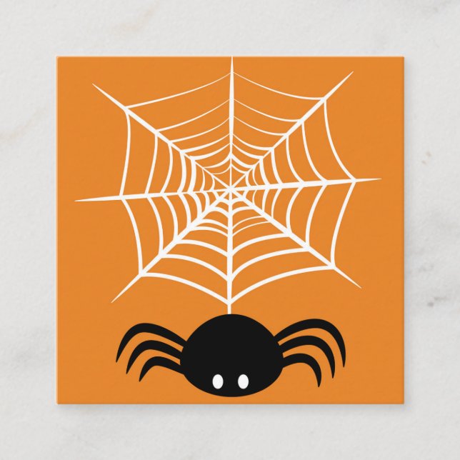 Halloween Spider Web Square Business Card (Front)