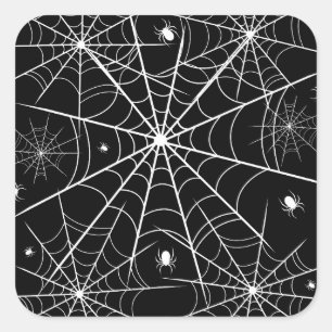 Halloween Spider Web Square Sticker