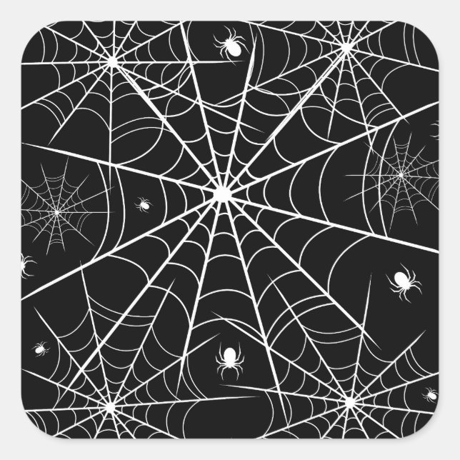 Halloween Spider Web Square Sticker (Front)