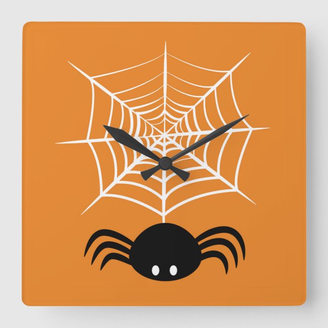 Halloween Spider Web  Square Wall Clock (Front)