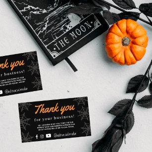 Halloween Spider Web Thank You Business Card