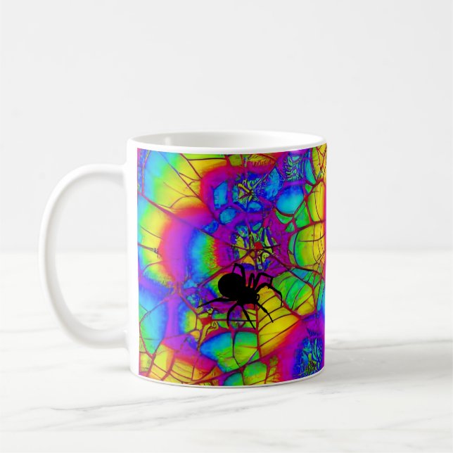 Halloween Spider Web Tie-Die Holiday Mug (Left)