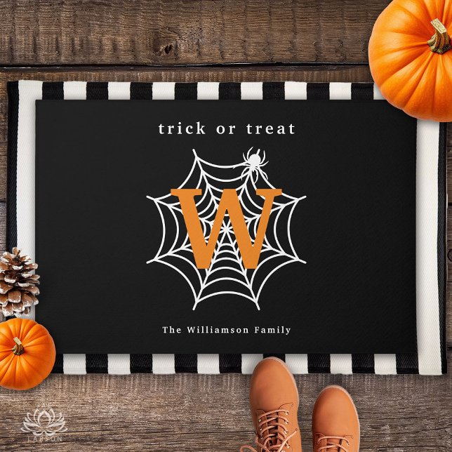 Halloween Spider Web Trick or Treat Monogram Doormat (Creator Uploaded)