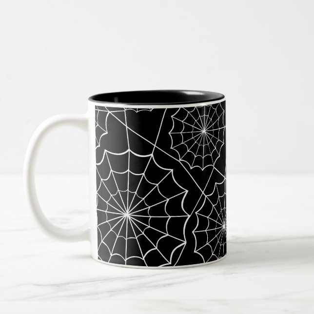 halloween spider web Two-Tone coffee mug (Left)