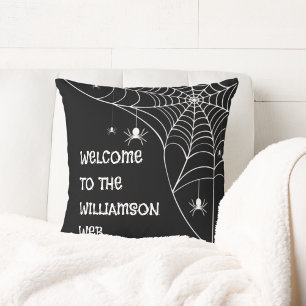 Halloween Spider Web Welcome  Cushion
