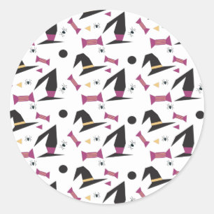 Halloween Spider Web Witch Hat Round Classic Round Sticker