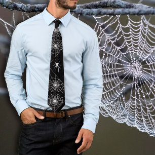 Halloween Spider Webs Black Neck Tie