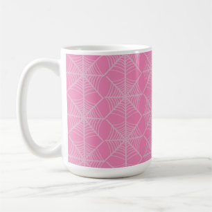 Halloween Spider Webs in Pink and White  Coffee Mug