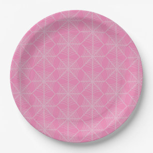 Halloween Spider Webs in Pink and White  Paper Plate