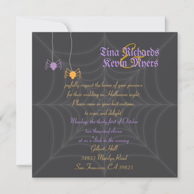 Halloween Spider Wedding Invitation (Front)