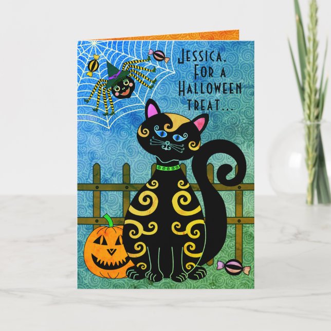 Halloween Spider Witch Personalised Card (Front)