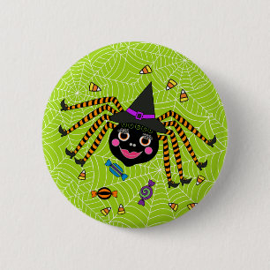 Halloween Spider Witch with Candy Round 6 Cm Round Badge